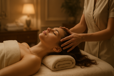relaxing head massage female luxury salon reealistic